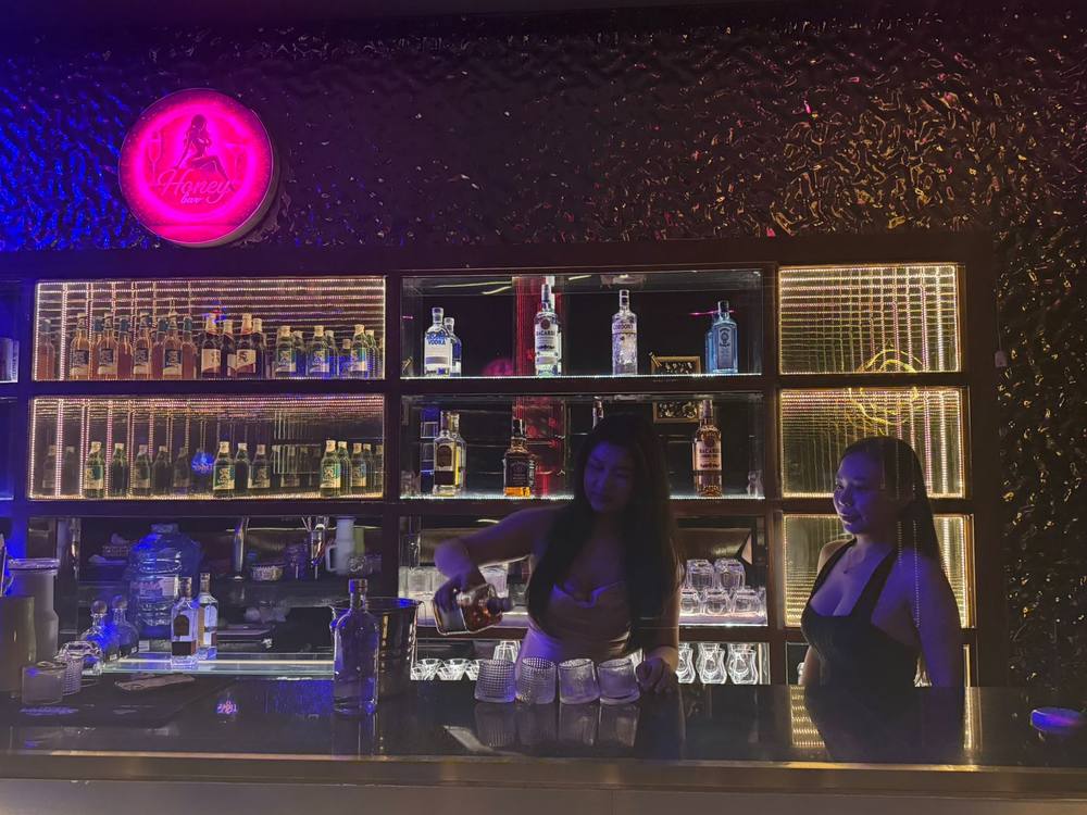 Cocktails being made at Honey Bar