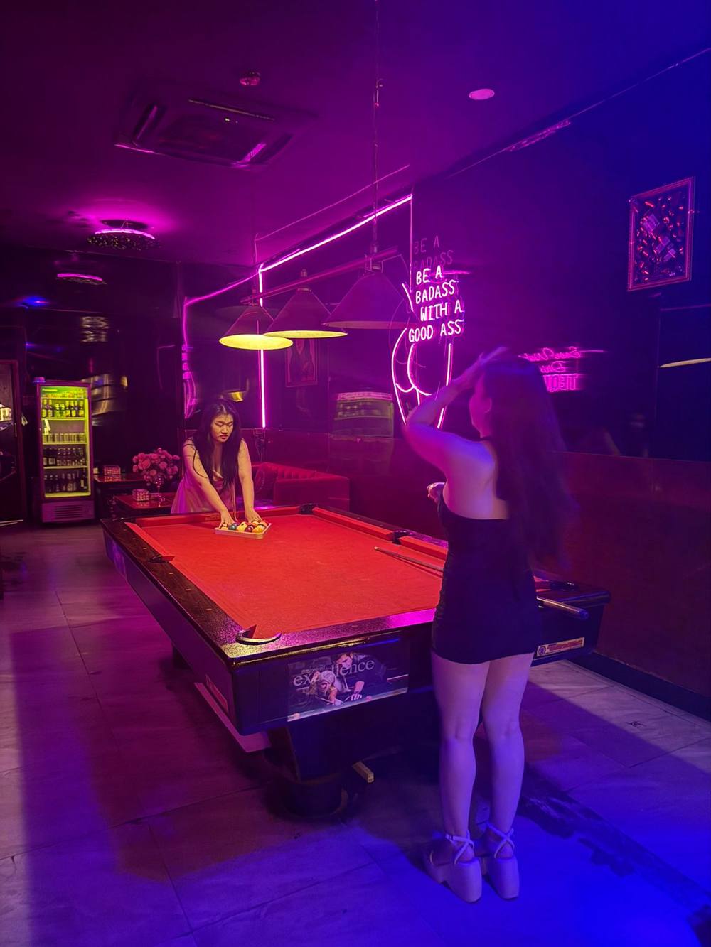 Racking the balls at Honey Bar